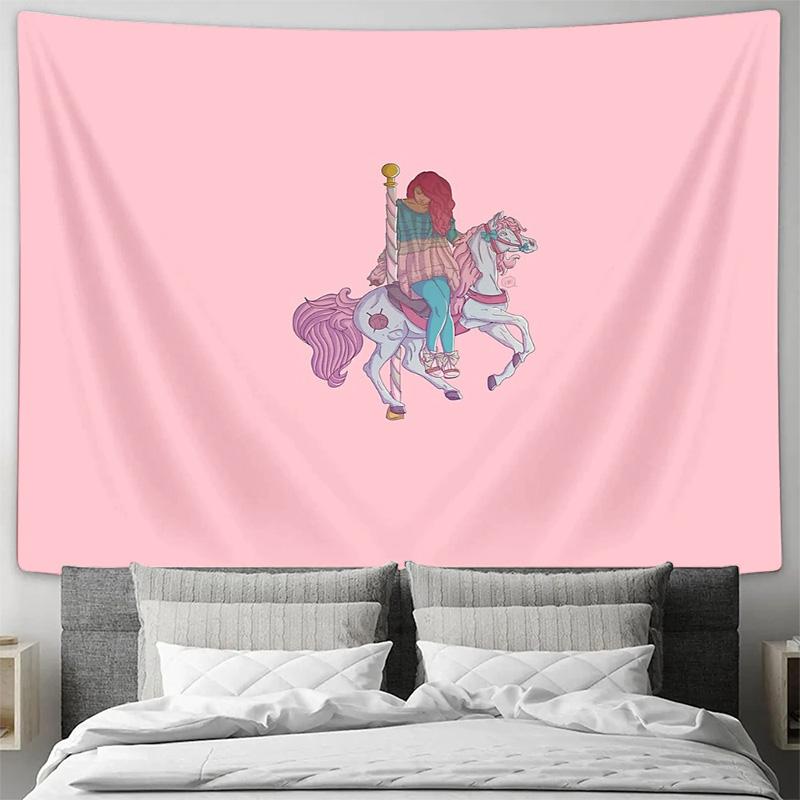 Fantasy Horse Tapestry Wall Hanging Anime Decor Room Aesthetic Vaporwave Pastel Goth Hippie Psychedelic Bedroom Decoration Art