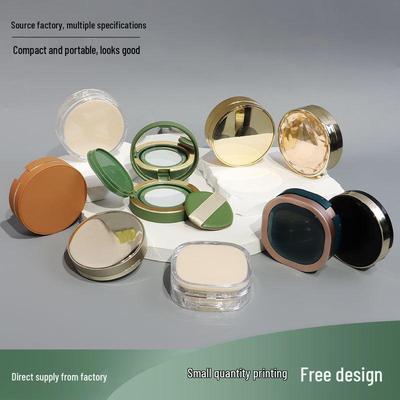 In-stock DIY BB Cushion Foundation Case with Mirror & Puff, Travel-Size Compact for Powder & Liquid Foundation.
