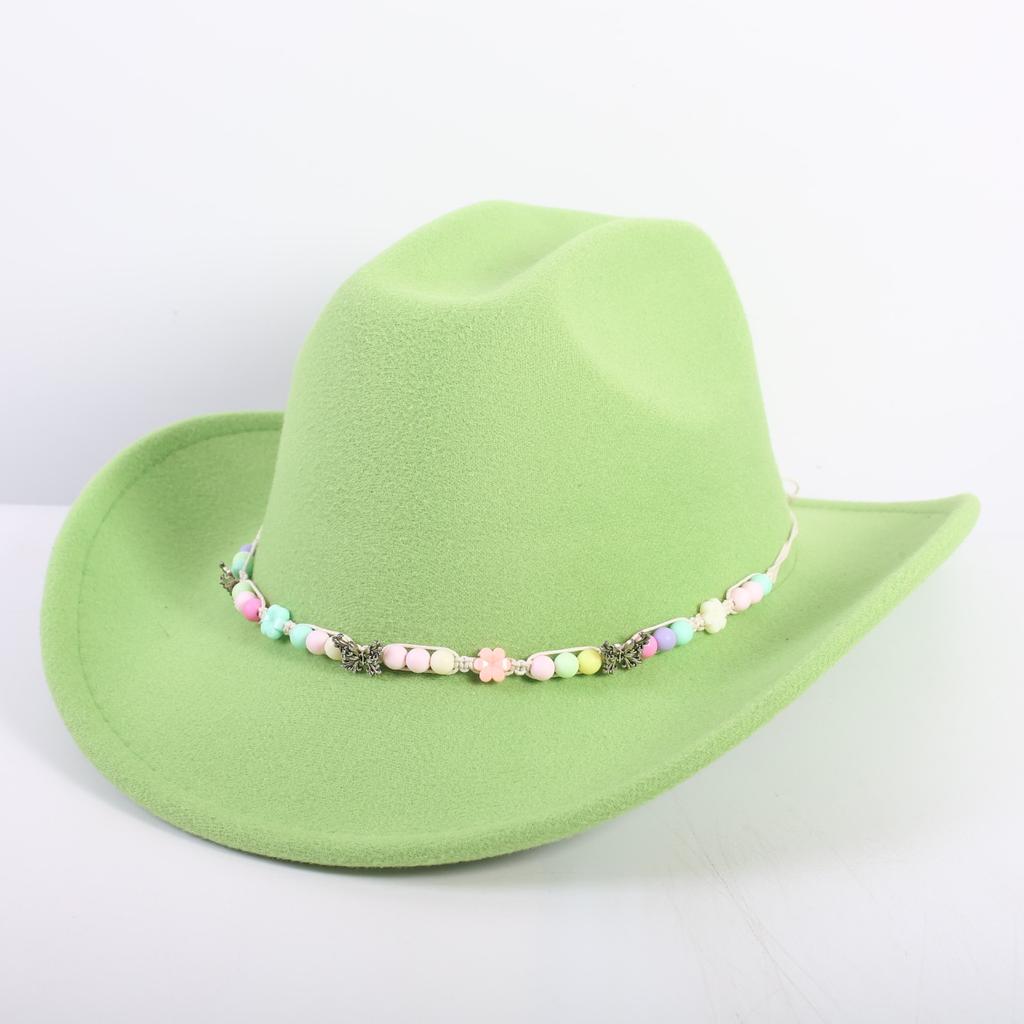Popular European and American Fashion OL Style One-word Cowboy Hat Men's and Women's High-end Top Hat Jazz Hat Felt Hat