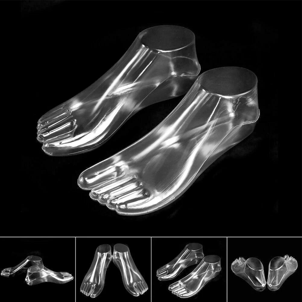 Manichino Piedi Uomo Piedi Manichino Trasparenti 22x9cm Donna Modello Fatto a Mano Strumento di Esposizione PVC Forma per Scarpe Supporto per Scarpe 1 Paio