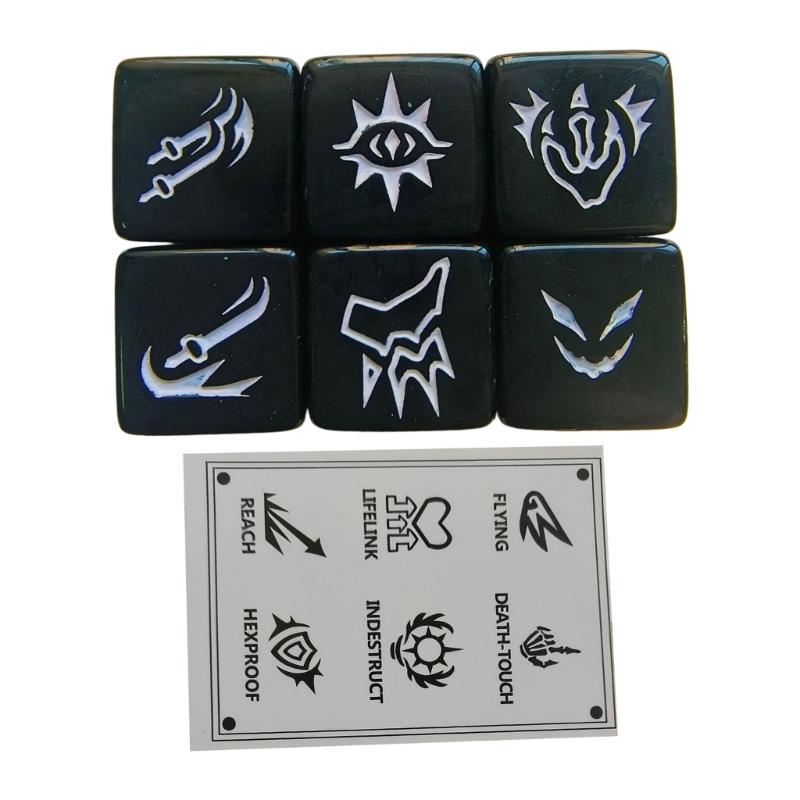 Acrylic 6 Sided Round Corner Dices Keyword Pattern Role Playing Dices for Table Game, Classroom Teaching Easy to Use