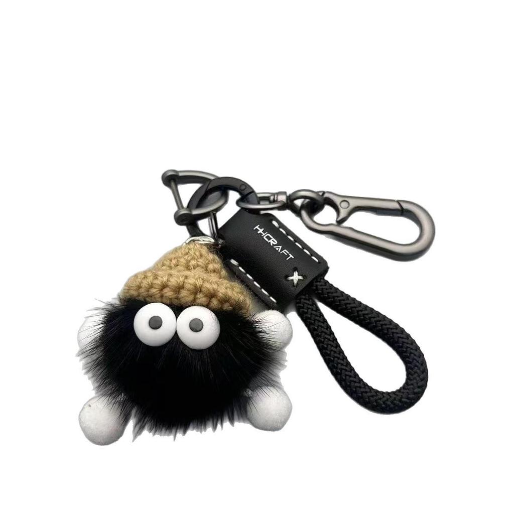 Cute Cartoon Mink Fur Coal Ball Keychain Pendant for Bags