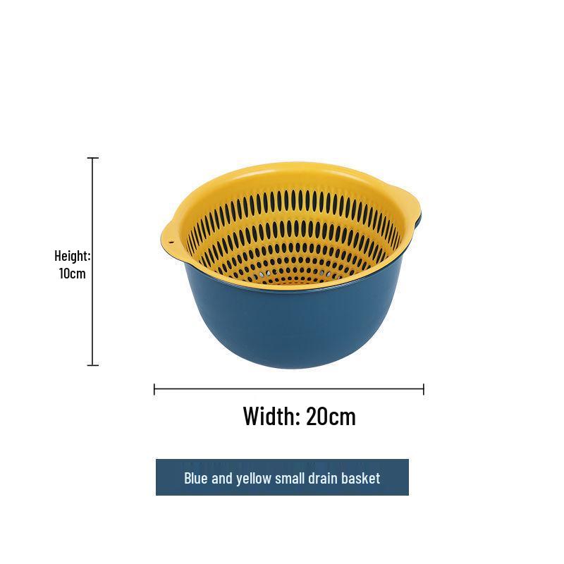 Six-Piece Double Layer Vegetable Washing Basin & Colander Set - Kitchen & Living Room Wash Basket