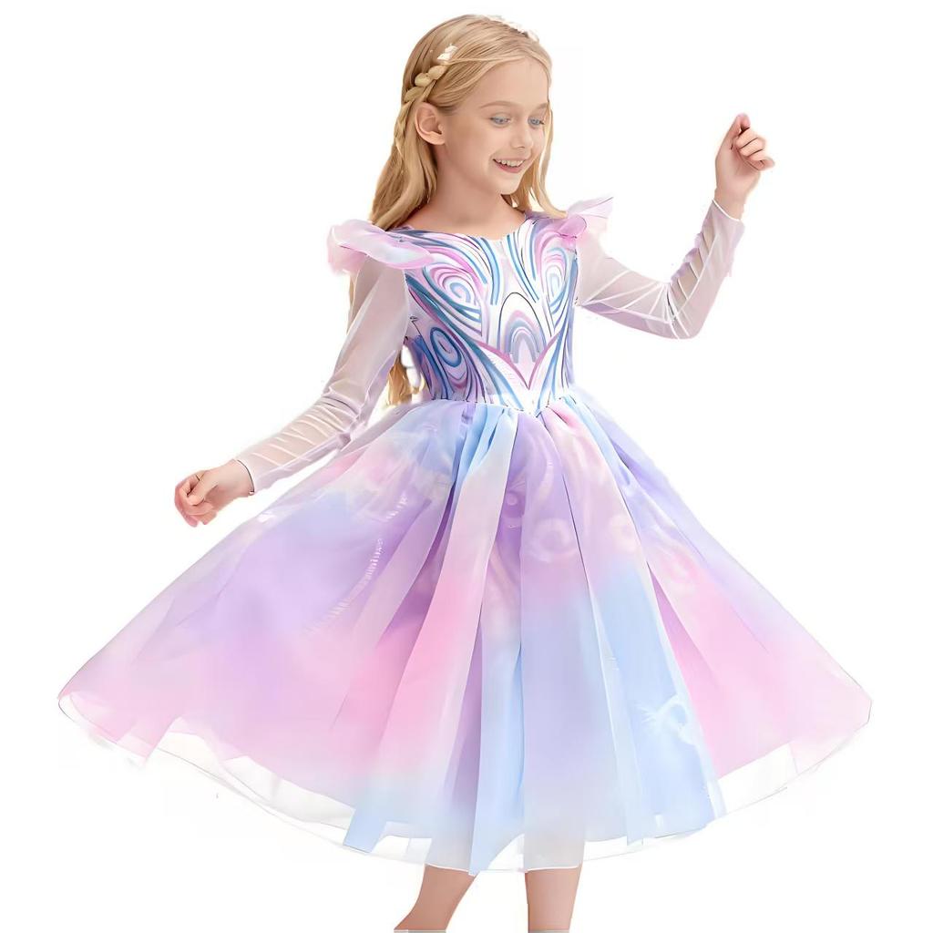 Disney Girls Cosplay Purple Witch Princess Glinda Cute Dress Accessories Birthday Party Performance Set