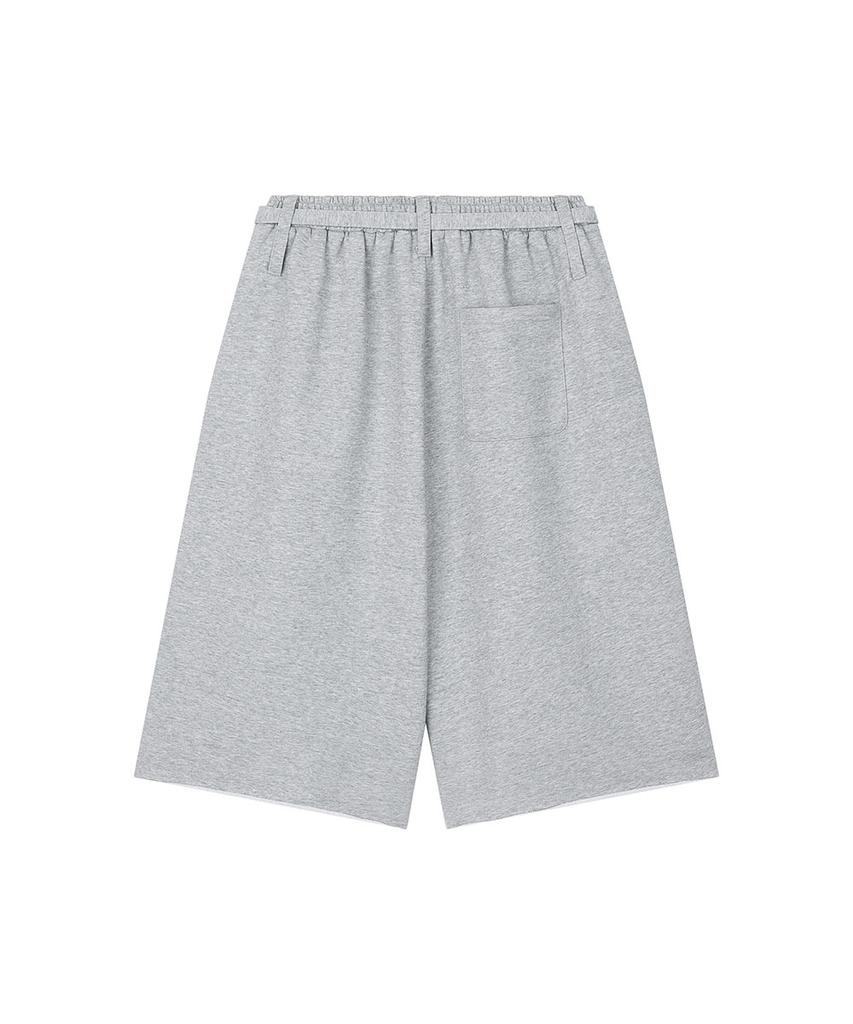 Lotaib Belted Point Bermuda Sweatpants - Gray
