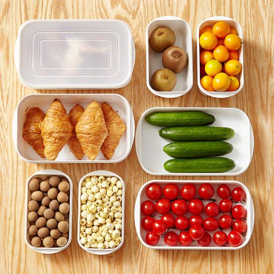 Stackable Rectangular Food Grade Plastic Storage Containers with Lids for Fresh-Keeping