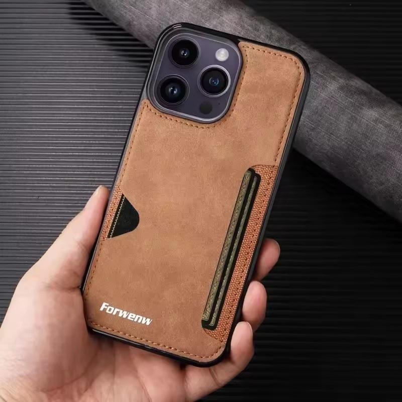 Retro Card Holder Phone Case for iPhone 16 15 14 13 12 11 Pro Max 16E Mini XS XR SE 7 8 Plus Busines Wallet PU Leather Cover