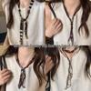 Bohemian Ethnische Cashew Schal Halskette: Langes Perlen-Choker-Accessoire für Damen