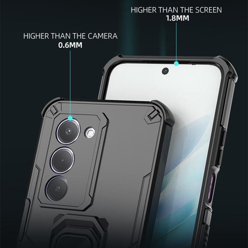 KEYSION Funda Blindada Antigolpes para Redmi 15 169.5mm 171mm Silicona+PC Soporte de Anillo Metálico Vertical Funda para Teléfono para Redmi 15 5G