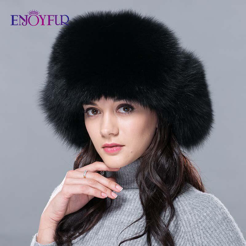 SOMALER New Hot Winter Fur Hat for Women Real Fox/raccoon Fur Ushanka with LeatherBomber Cap