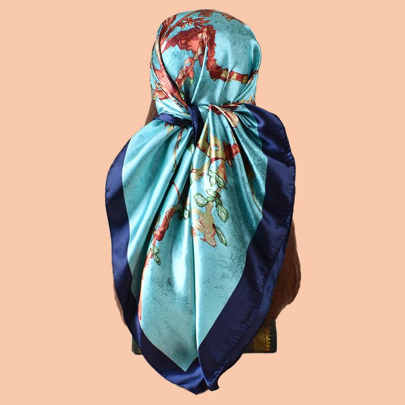 1PC Women's Beach Accessory Fashion Satin Square Scarf 90*90inch Multi-use Headscarf Party Use Versatile Hair Towel