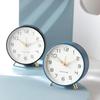 Non-Ticking Nordic Alarm Clock Round Table Clock Battery Operated Frosted Metal Clock  Bedroom