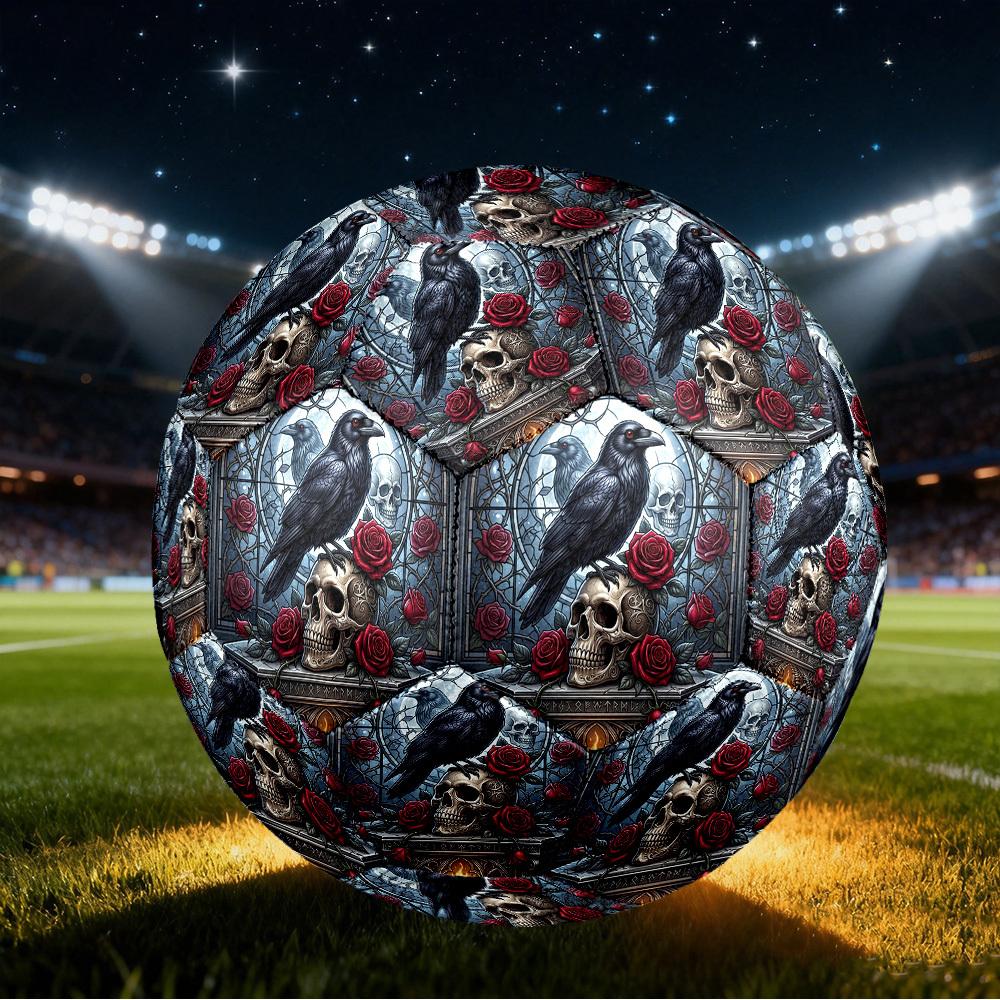 1pc Gothic Raven Skull Size 5 Soccer Ball Professional Lightweight Durable Match Training Football Indoor &Outdoor Sports BallTraining Ball Y26