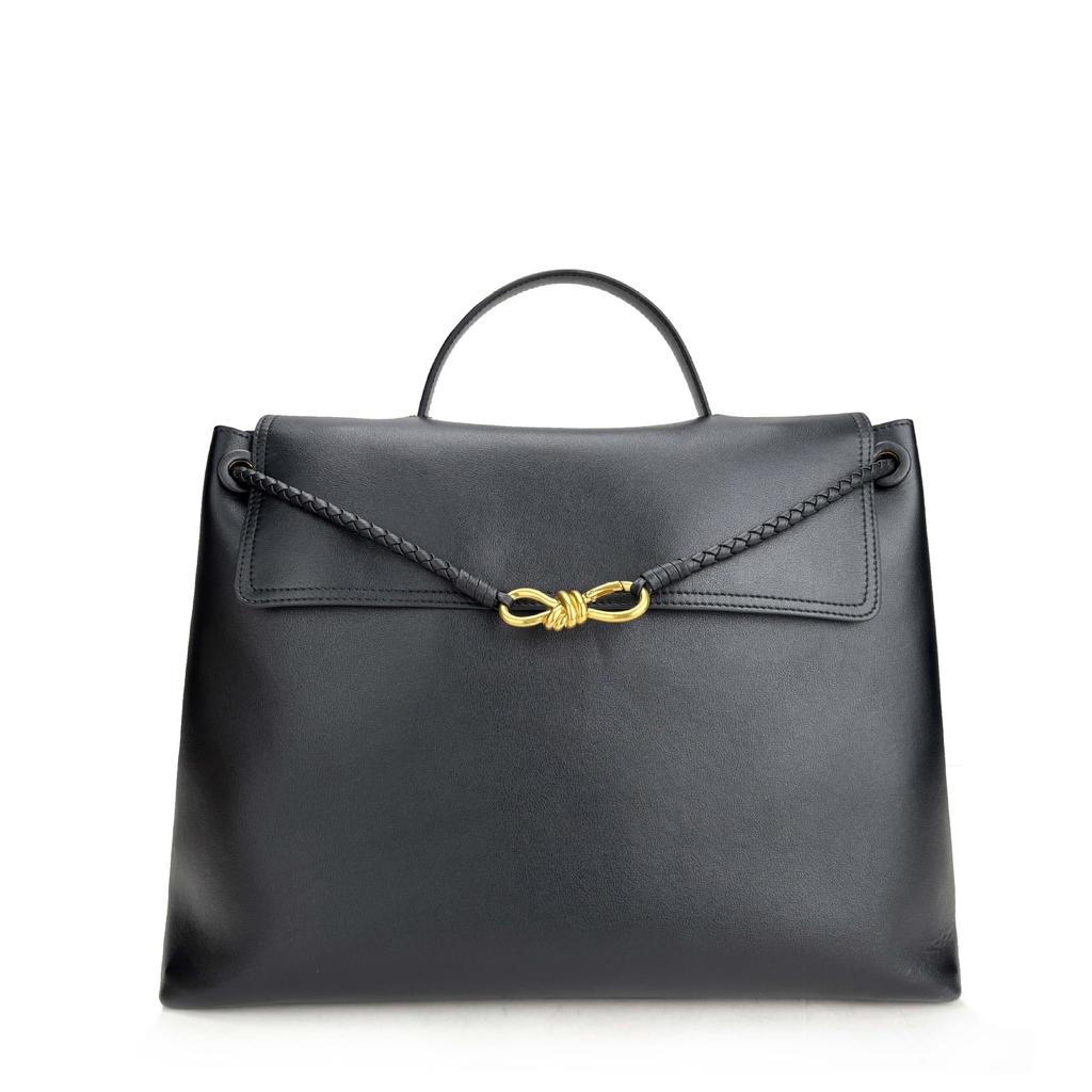 And New Plain Weave Fashionable Versatile Bow Tie Gold Buckle Single Shoulder Crossbody Handbag With Large Capacity Tote Bag