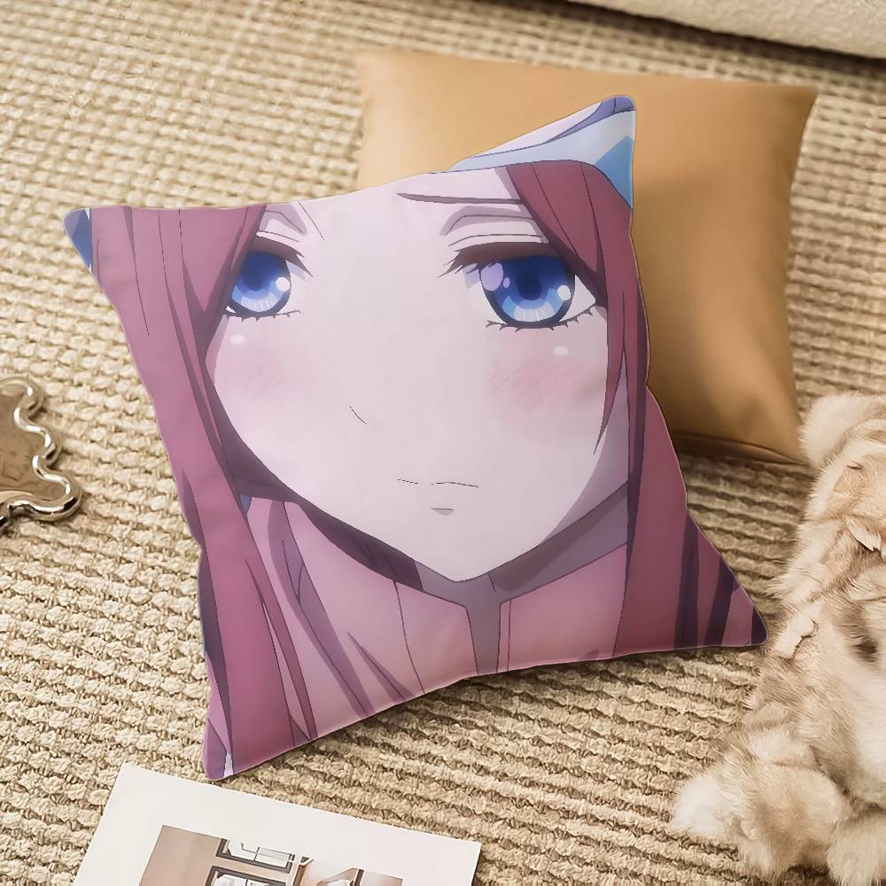 

Miku N-Nakano ANIME Pillow Case Anti-dustmite Invisible Zipper Sofa Bed 12x12Inch