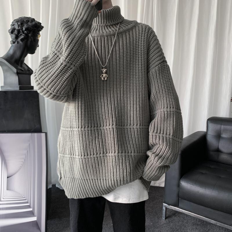 Autumn Winter Men Casual Turtleneck Pullover Men s Long Sleeve Rollneck Sweater Korean Style Fashion Warm Knitted Sweater M