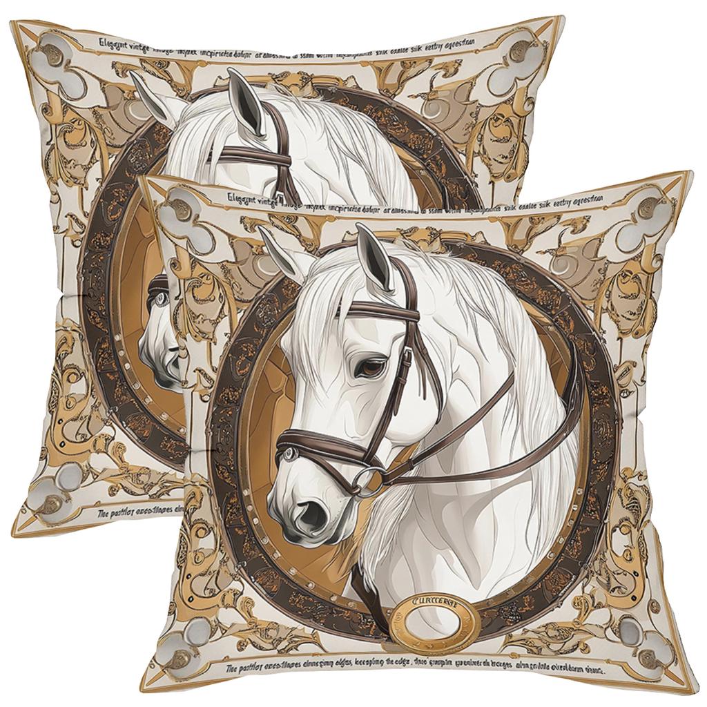 1 Pieces Elegant White Horse Pattern Decorative Throw Pillow Polyester pillowcase, sofa decorative cushion cov Headboard Pillow