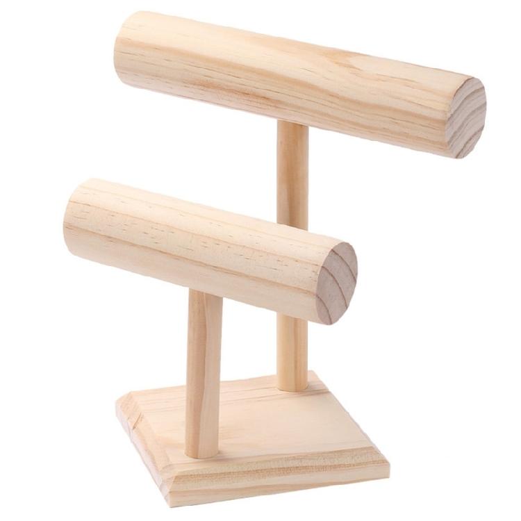 Stylish Wood T Bar Jewelry Holder Elegant Wood Jewelry Display Rack Storage Organizers for Bangles and Watches 1
