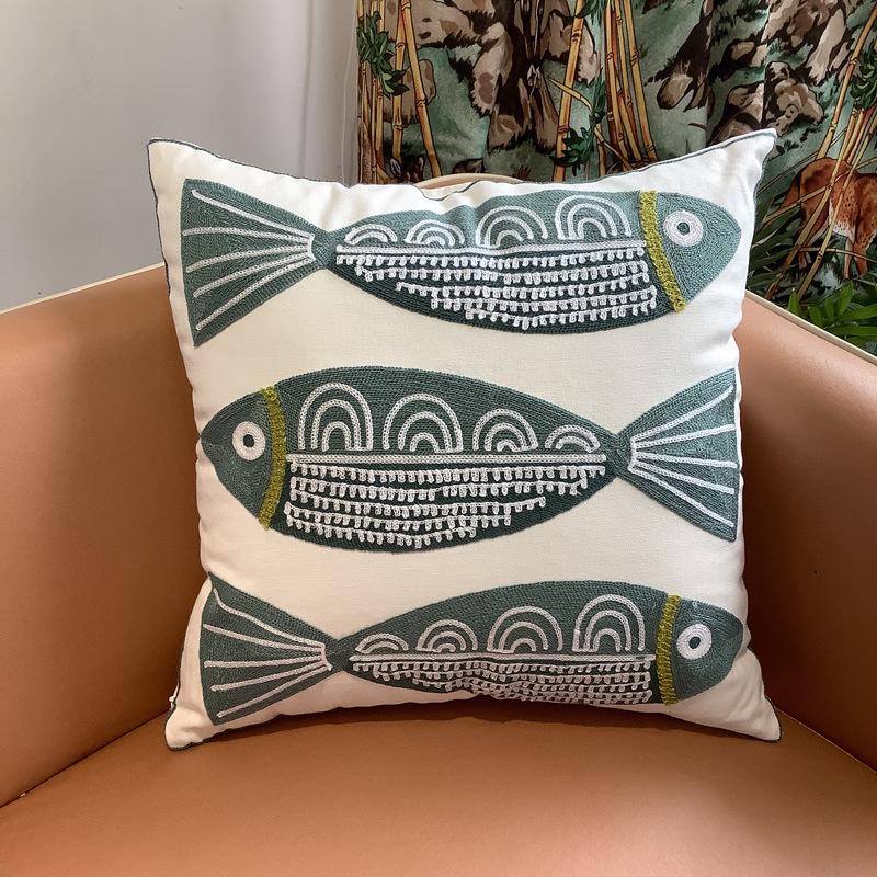 Kissenbezug mit Chenille-Stickerei: Sofa im pastoralen Heimstil, Dekokissen und Lendenstütze