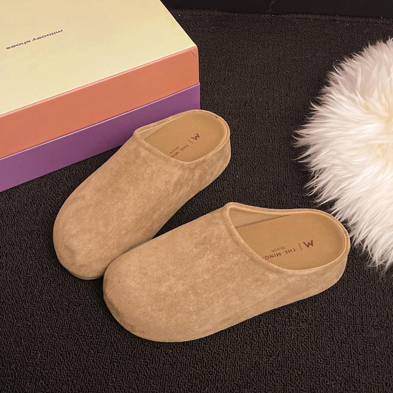 

2025 кожаные туфли Бокен женская сумка голова Бокен толстая подошва внутренняя высота увеличение полусабо ретро обувь весенние лоферы универсальные 35