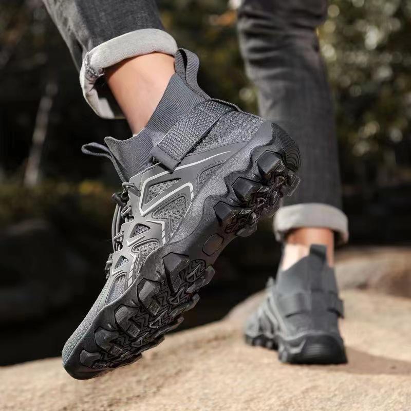 Men s Quick-Dry Lightweight High-Top Hiking Shoes, Breathable Mesh, Non-Slip Water Shoes 40 серый