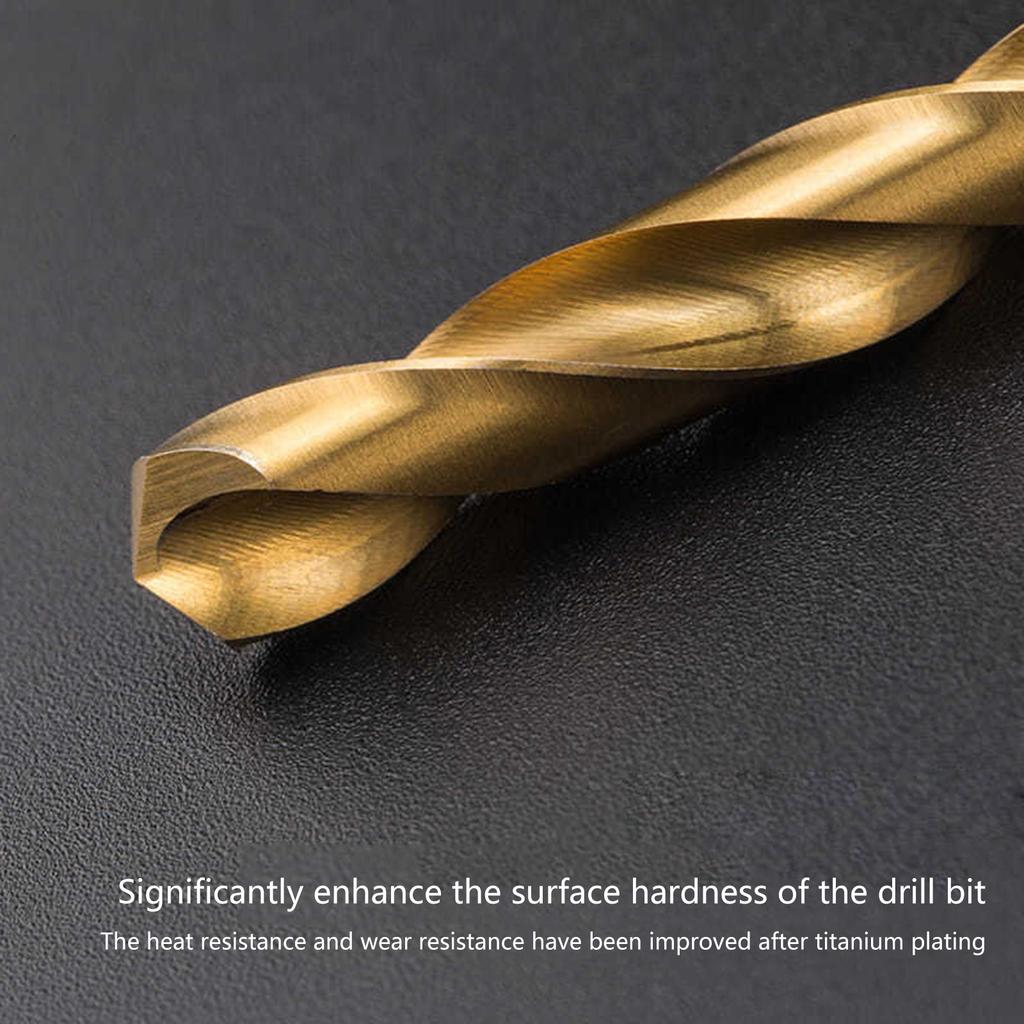 5Piece Titanium Coated Twist Drill Bit Set For Metal Steel Iron Aluminum Alloy Drilling Tool Superior Wear Resistance