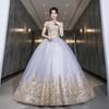 Painted yarn puffy skirt women's   new art exam, bel canto vocal host solo performance suit, long temperament skirt spring and summer