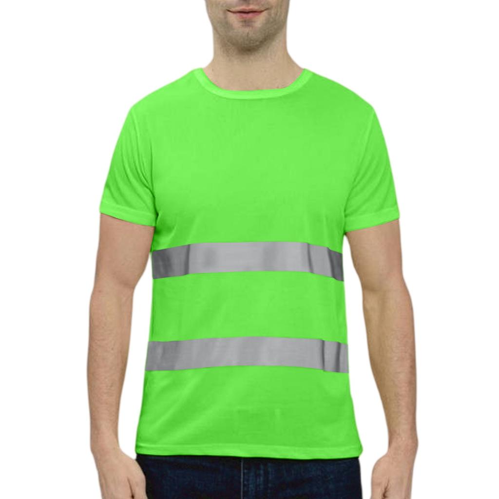 Men's Round-neck Quick-drying Reflective Outdoor Construction Environmental Sanitation Safety Building Labor Reflective Work Clothes Short-sleeved To