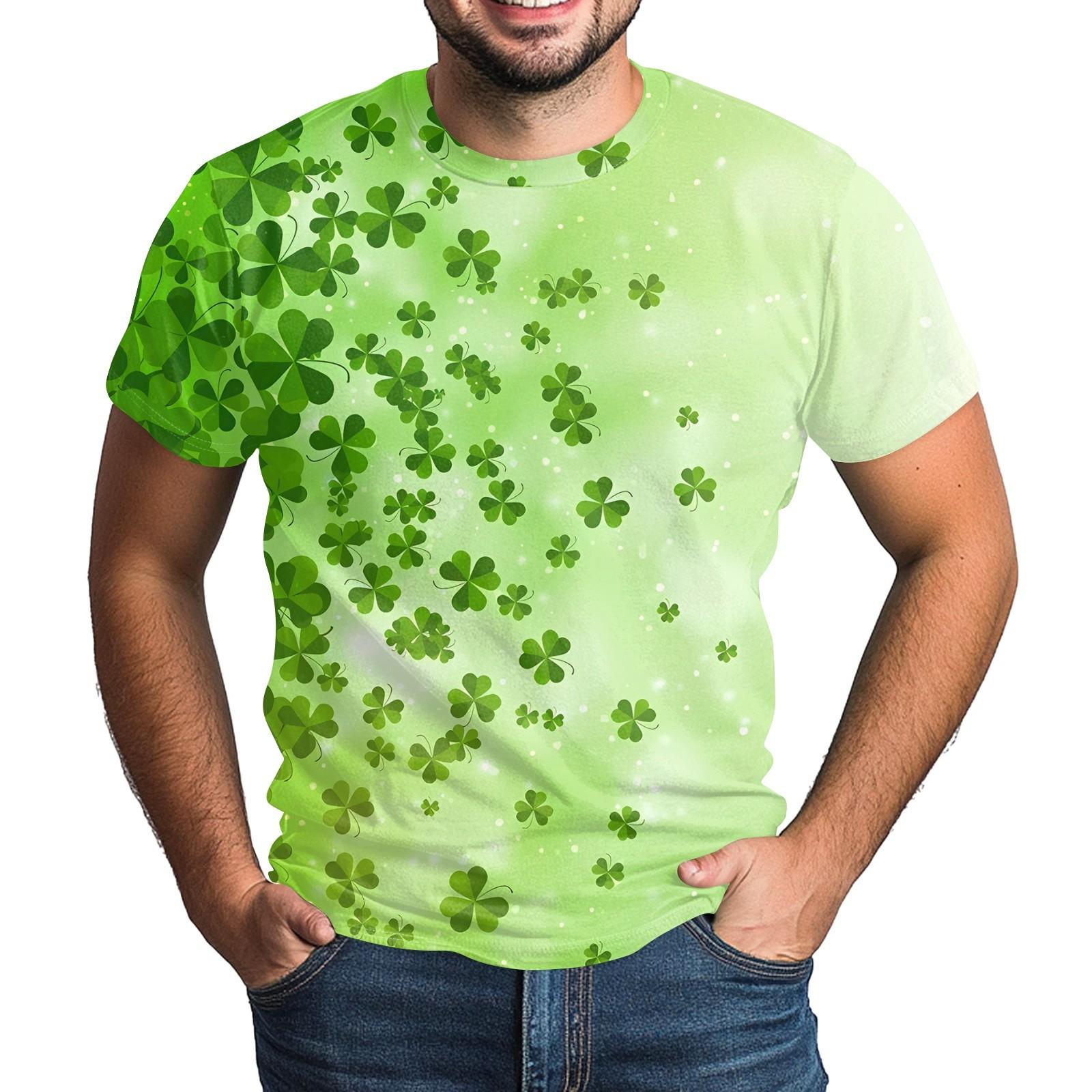 

улица. Футболка Patrick s Adult Green с круглым вырезом и короткими рукавами, с принтом в виде трех листьев зеленого цвета S зелёный