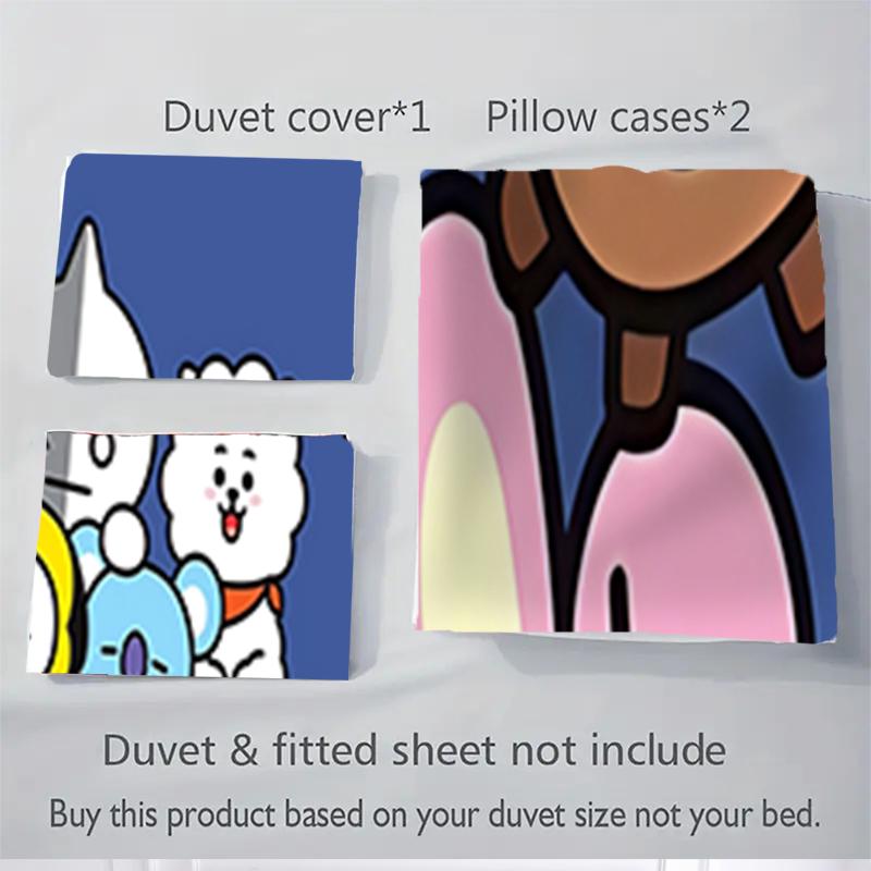 3Pcs Kawaii Friends Together Bedding Sets For All Sizes New 3D Printed Bed Cover Comforter Duvet Cover Pillowcase Bedroom Decoration