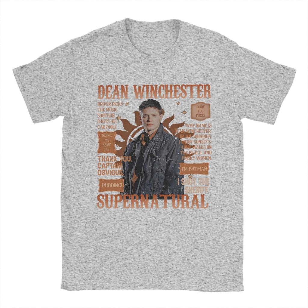 Supernatural Vintage Dean Winchester Men T Shirts  Vintage Tees Short Sleeve Round Neck TShirt 100 Cotton 4XL 5XL Clothing