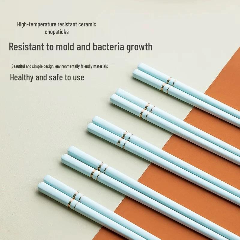 Zhuoyuanda Cream Style Anti-Mold Ceramic Chopsticks, 10 Pairs