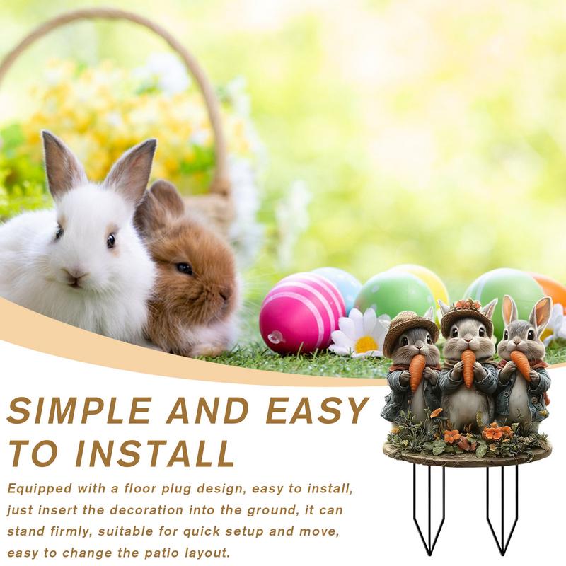 Easter Garden Stakes Outdoor Yard Decor Sign Holiday Decorations 2D Acrylic Spring Bunny Egg Signs for Courtyard Patio Lawn