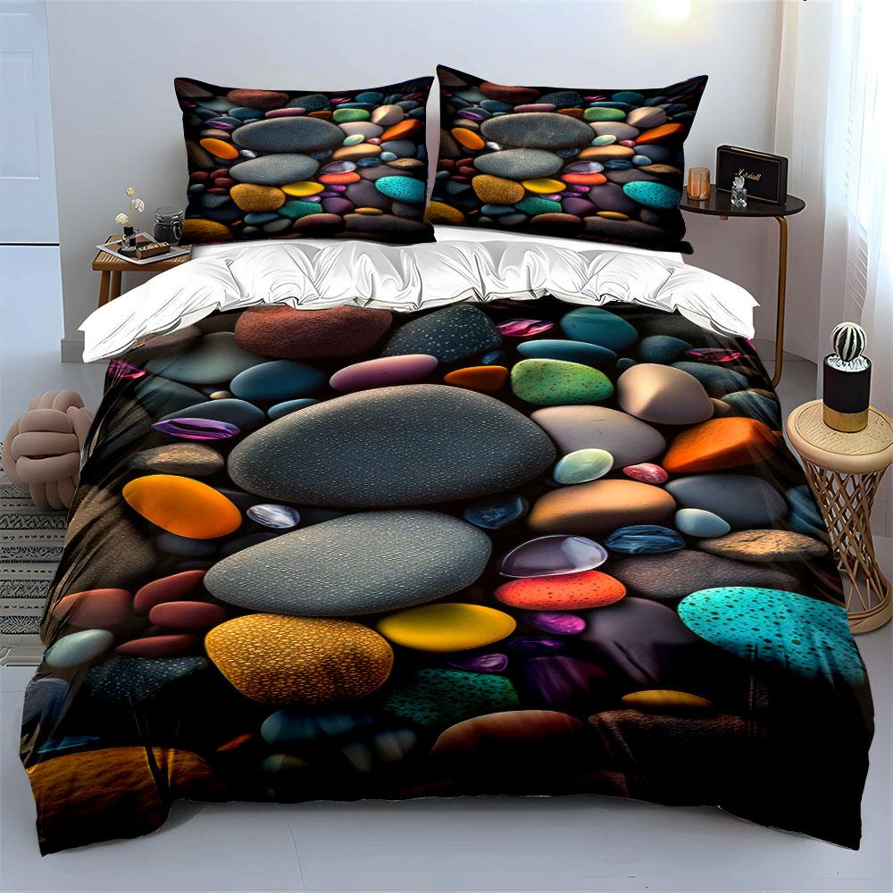 Colorful, smooth pebble pattern. Bedding sets Duvet cover sets Duvet covers Pillowcases(1 * Duvet Cover 2 * Pillowcases without duvet insert)