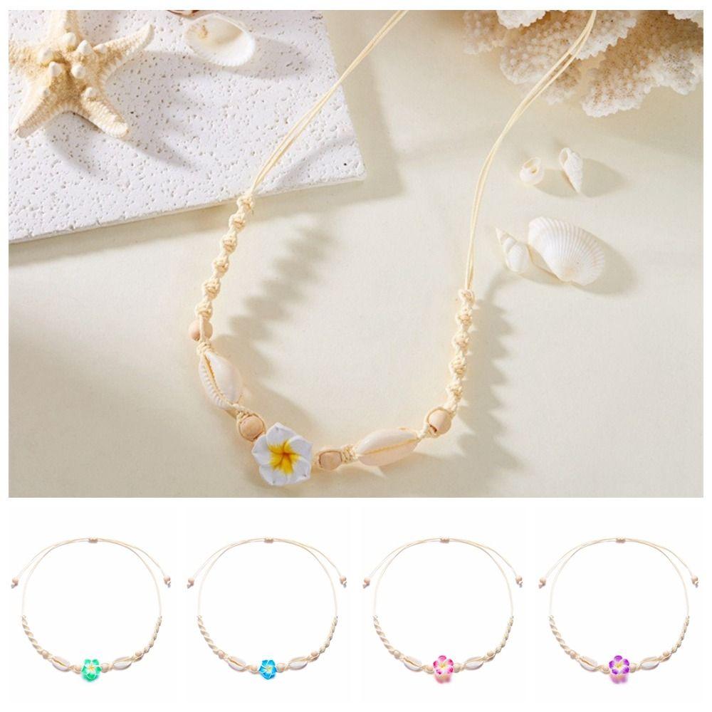Bohemia Flower Clavicle Chain Weaving Chain Choker Fashion Shell Beads Necklace  Seaside