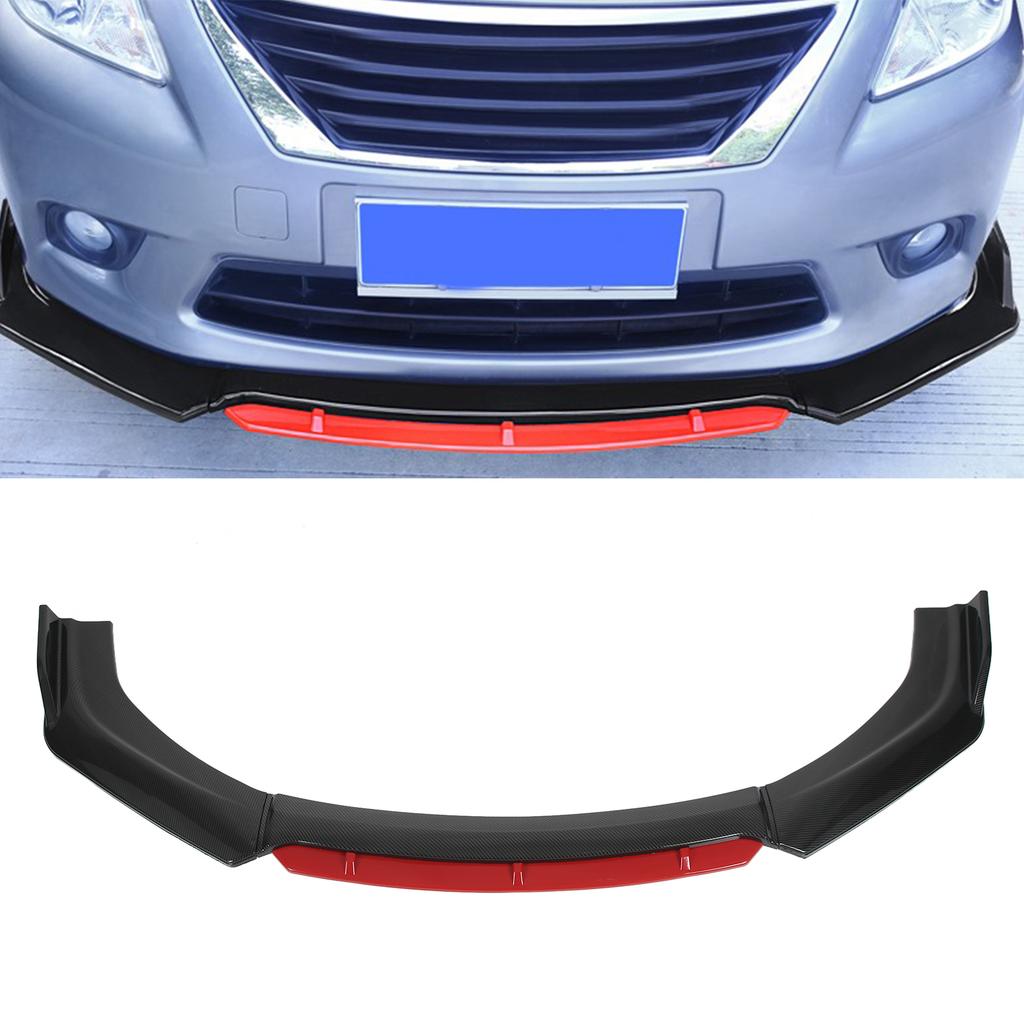 Front Bumper Lip Spoiler Splitter Kit   Aerodynamic Accessory for Car Modification(Glossy Black Red )