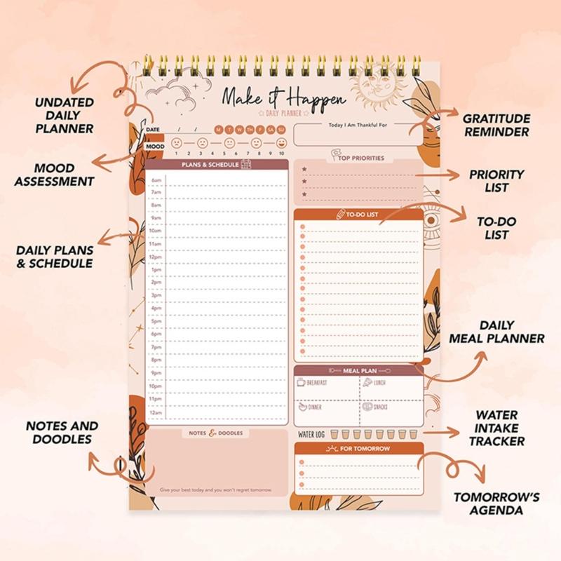 Daily To-do-list Planner Coil-binding Planner Daily Weekly Planner To-do-list Notebook Personal Appointment Book Diary