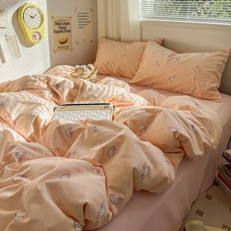 Pure Cotton Bedding Set Four-piece Set Skin-friendly Breathable and Comfortable Bed Sheet Quilt Cover Pillowcase