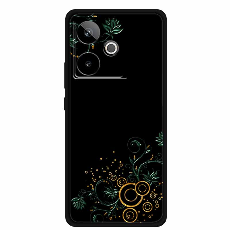 For Realme GT7 GT 7T Case Cute Floral Retro Black Silicone Soft Case Back Cover for Realme GT 7 TPU Funda For Realme GT 7T Coque