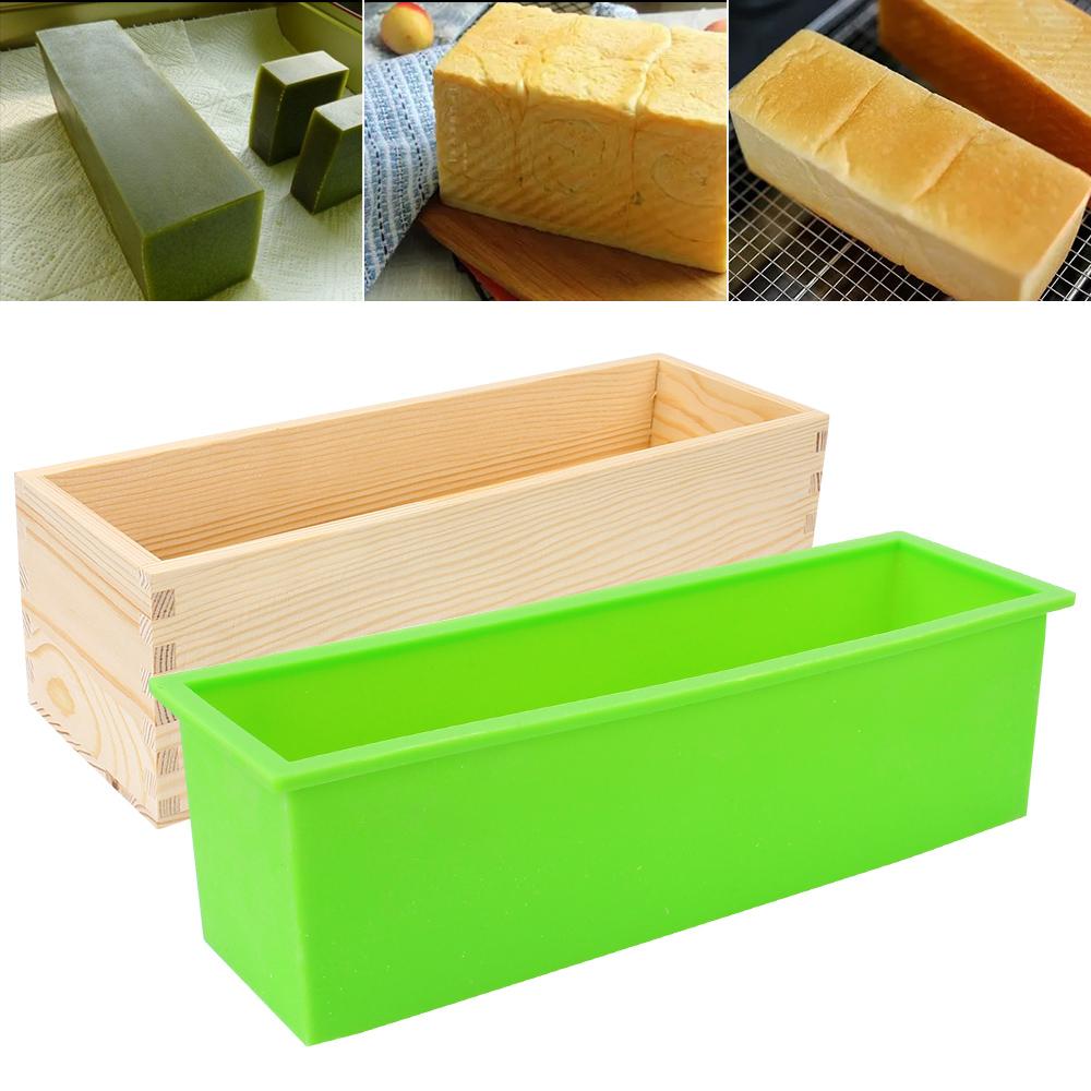 Mit Holzkiste DIY Handgefertigtes Werkzeug Rechteckige Küchenwerkzeuge Backen Toast Kuchen Kastenform Silikon Seifenform