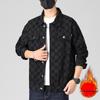 Men's Loose Plaid Grid Plush Denim Jacket - Korean Style, Youthful, Long Sleeve for Autumn/Winter