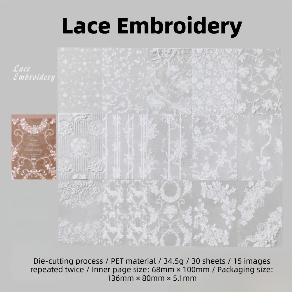 DIY Crafts Lace Theme A Sticker Book Removable Vintage Style PET Stickers Collage Art Stickers Scrapbooking