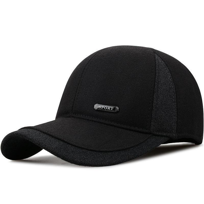 Hat Men's Winter Flat Hat Fleece Thickened Cap Dad Wool Cotton Hat Thermal Ear Protector