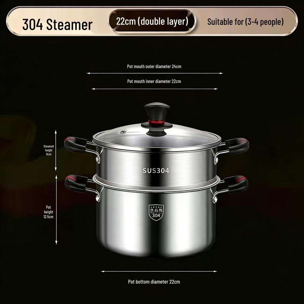 316L Stainless Steel Soup Pot with Handles - Non-Stick for Steaming, Cooking, and Stewing On Induction Cookers