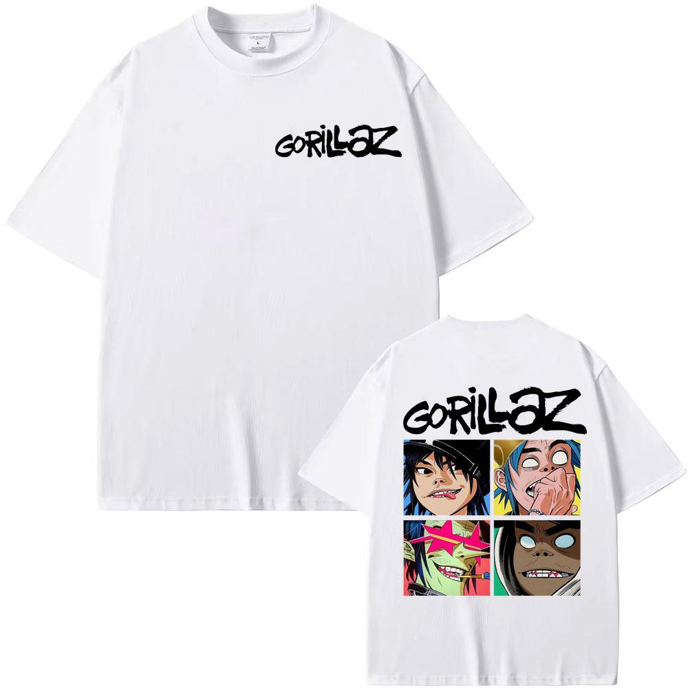 Rock Band Gorillaz Vintage Cartoon Graphic Tshirts Men Women Harajuku Classic Hip Hop  T Shirts pure Cotton T Shirt Streetwear