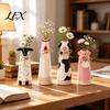 Hand Carved Animal Ornaments Resin Cute Vase, Farmhouse Decorative Flower Holder for Home Healing Pastoral Style Gift Office Decor, Pig/Cow/Sheep