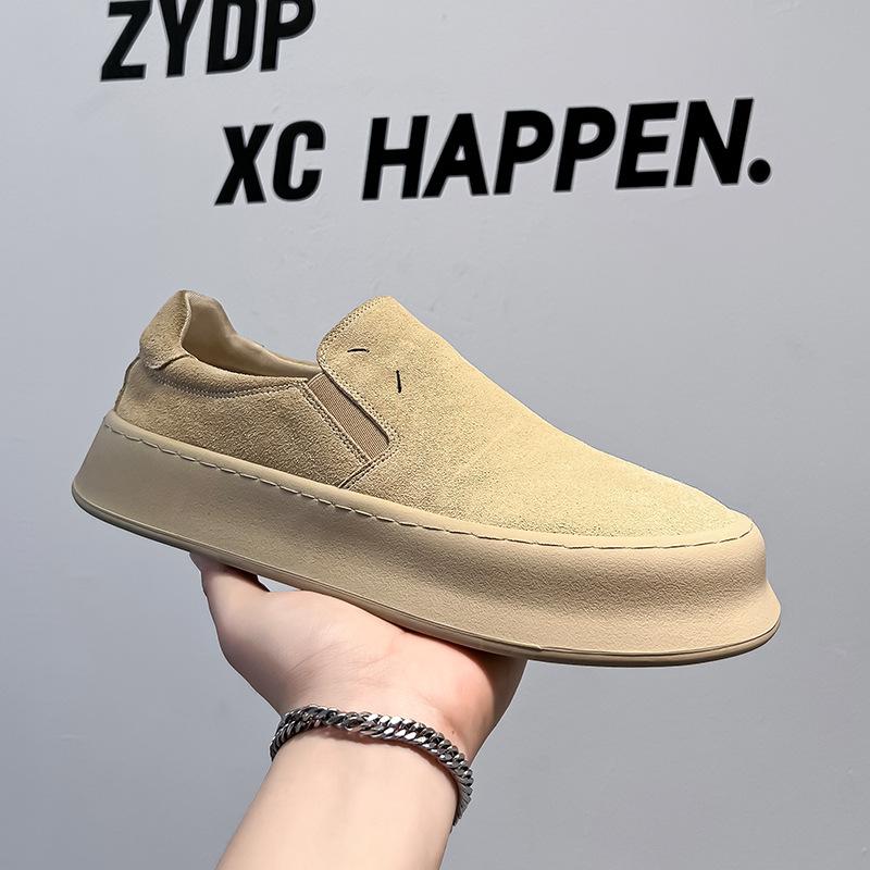 

New fashion men s shoes new casual board shoes low-top men s one-pedal black breathable shoes 5228-A 44 бежевий