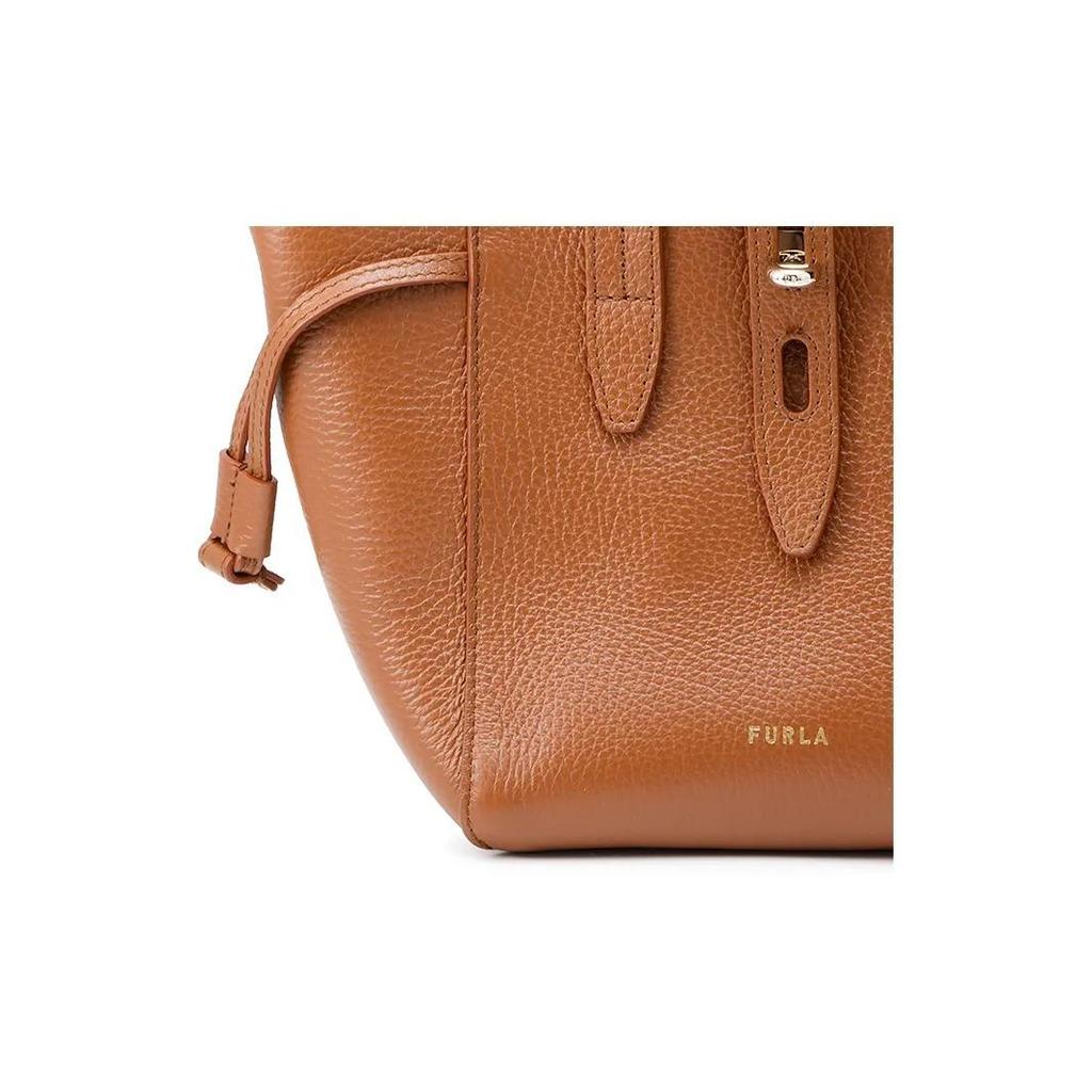 Furla Net Series 17 Classic Twist Buckle Solid Color Calfskin Tote Bag Shopping Tote Basket Shoulder Crossbody Handbag Mini Women's Brown