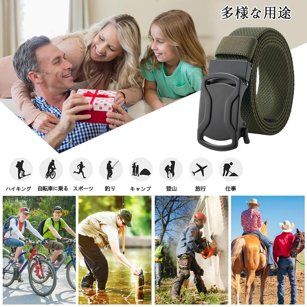 LionVII Stretchable Nylon Belt Perfect for Golf Outdoor No Adjusts Alloy Automatic Buckle 120cm Weave Men's - Auto-Lock, Work, Sports, Hiking, -