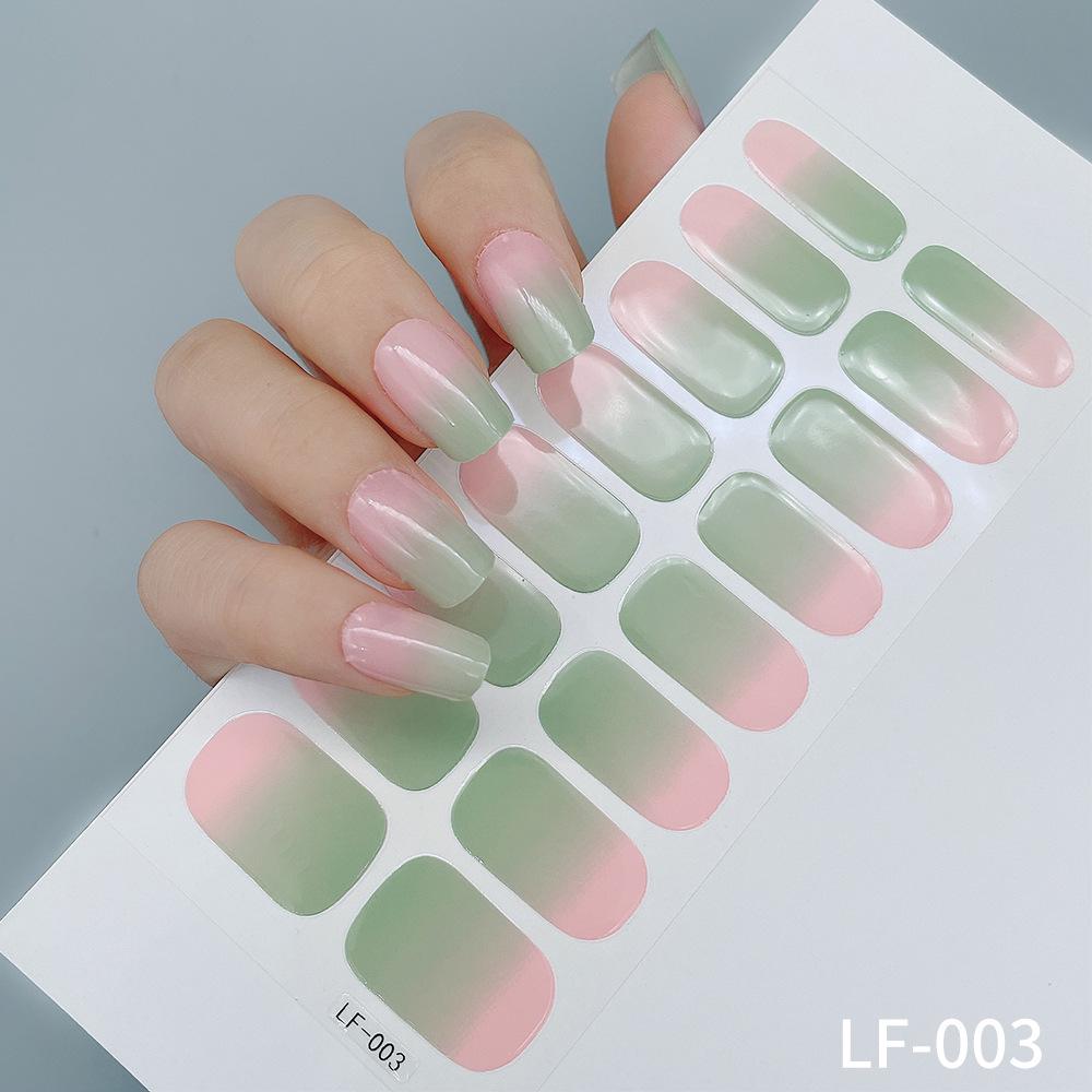 LF No-Bake Waterproof Gel Nail Stickers - Solid, Glitter, Color Block, Gradient Full Cover
